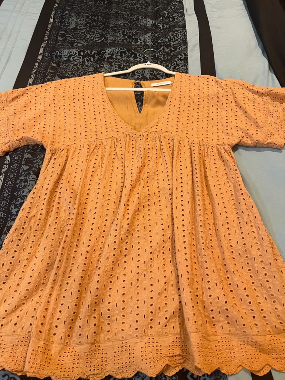 Mustard Seed Orange Eyelet Peasant Blouse
